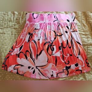 New Lane Bryant skirt orange & pink elastic waist soft summery fabric